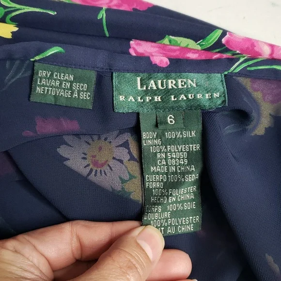 Vintage Lauren Ralph Lauren Womens Silk Floral Maxi Dress Size S Bohemian Y2K - Picture 5 of 16